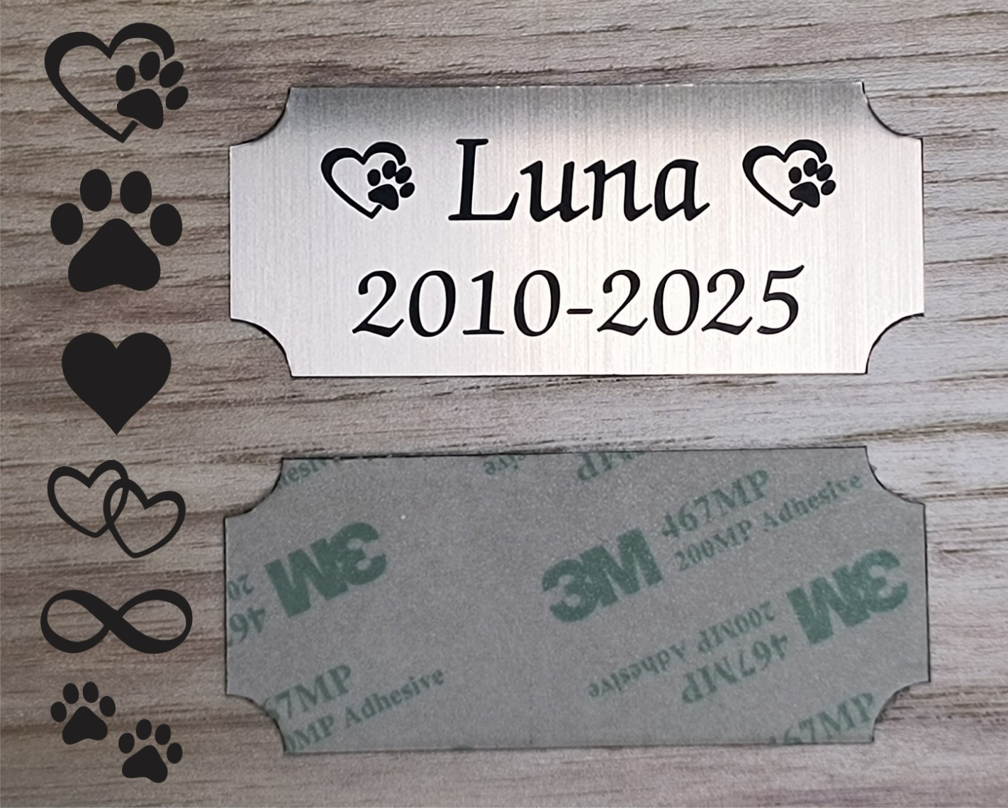 Custom Engraved Brushed Dark Bronze Tone Pet Name Urn Plaque Sign Plate Dog Cat
