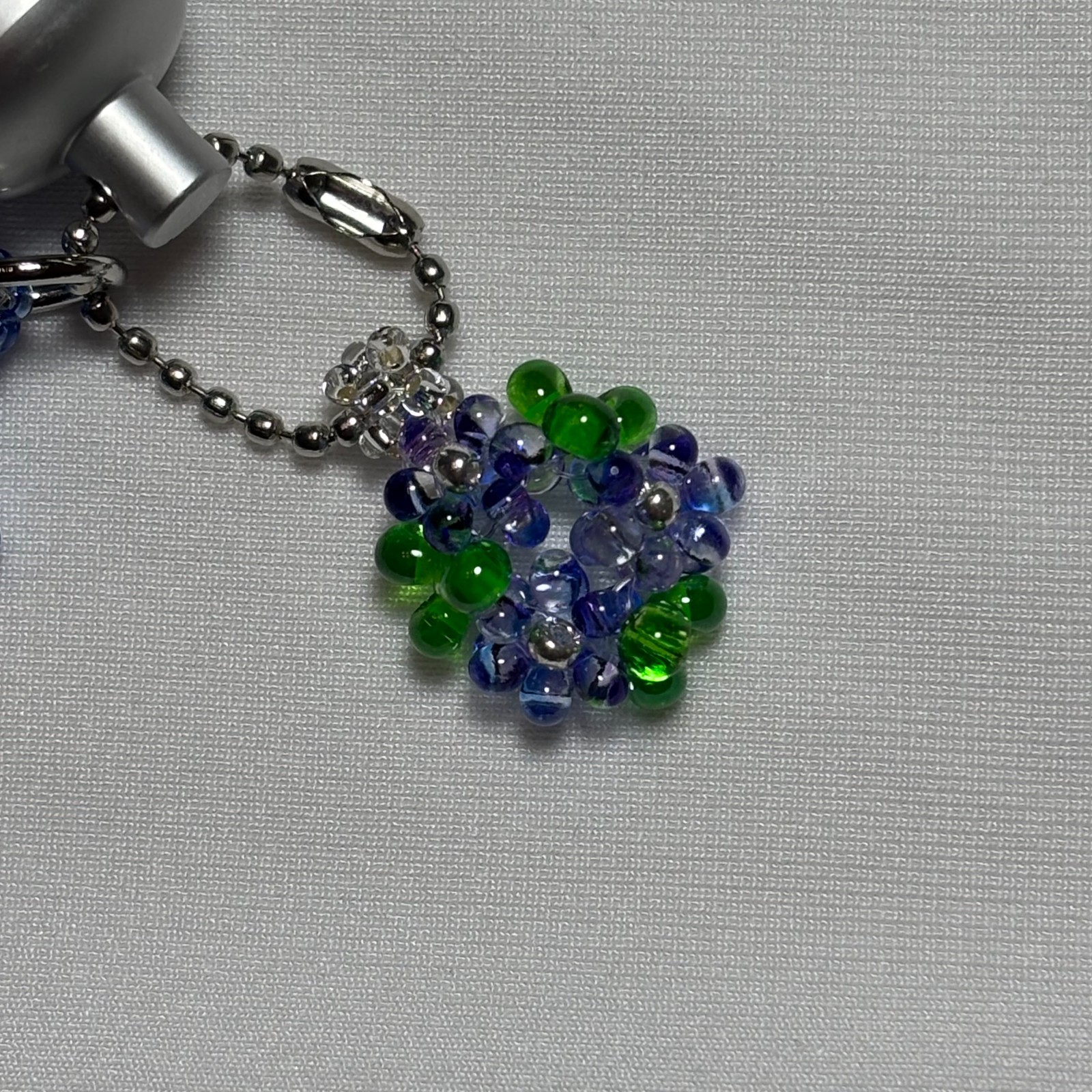 Cremation Ashes Keychain – Cremation Keepsake(blue cross and blue ornaments)