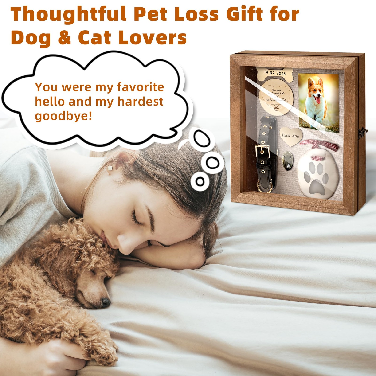 Calpalmy Pet – 11 X 9 Wooden Keepsake Shadow Kit Paw Print Clay