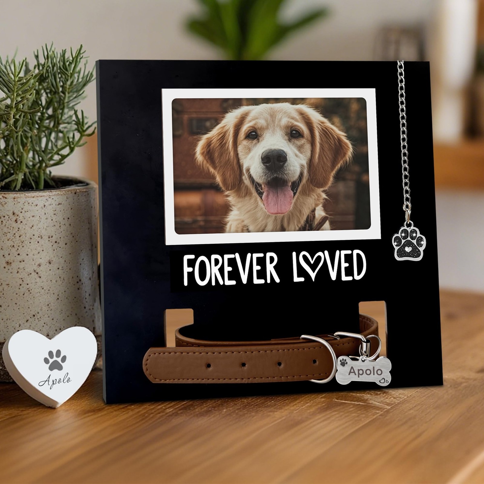 MYPAWLETS Pet Collar Memorial Frame with Pawprint Charm,Dog Memorial Gifts,Lo…