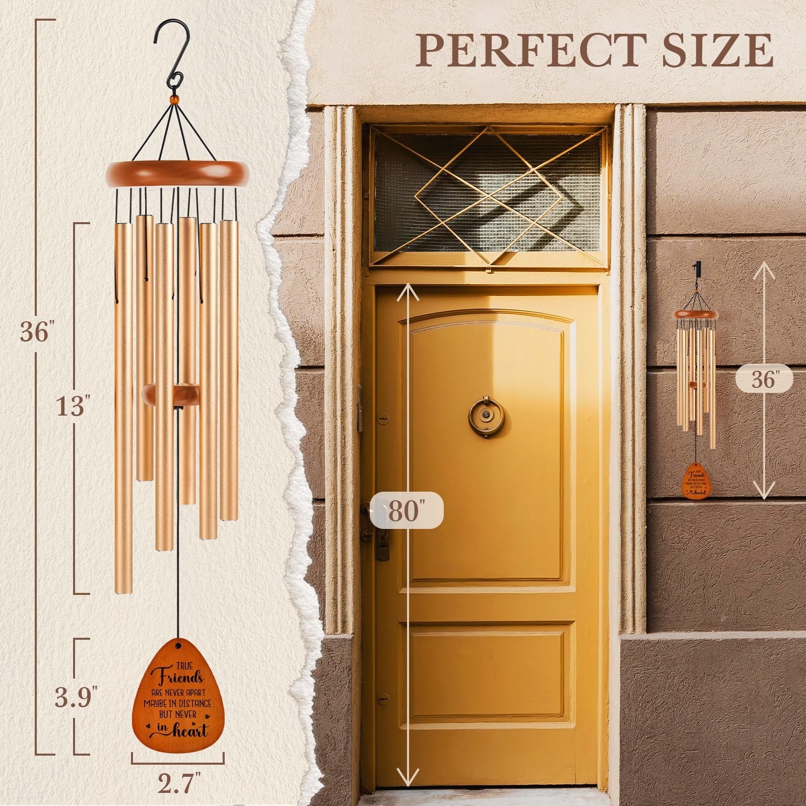 Aurahouse Best Friend Birthday Gifts for Women Men, 36” Friend Wind Chimes, …