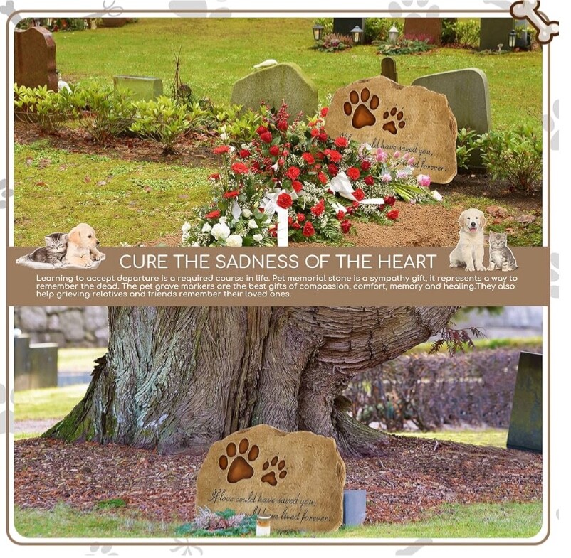 Pet Memorial Stone Pet Memory Stepping Stone Cat Dog Headstone Garden Memorial..