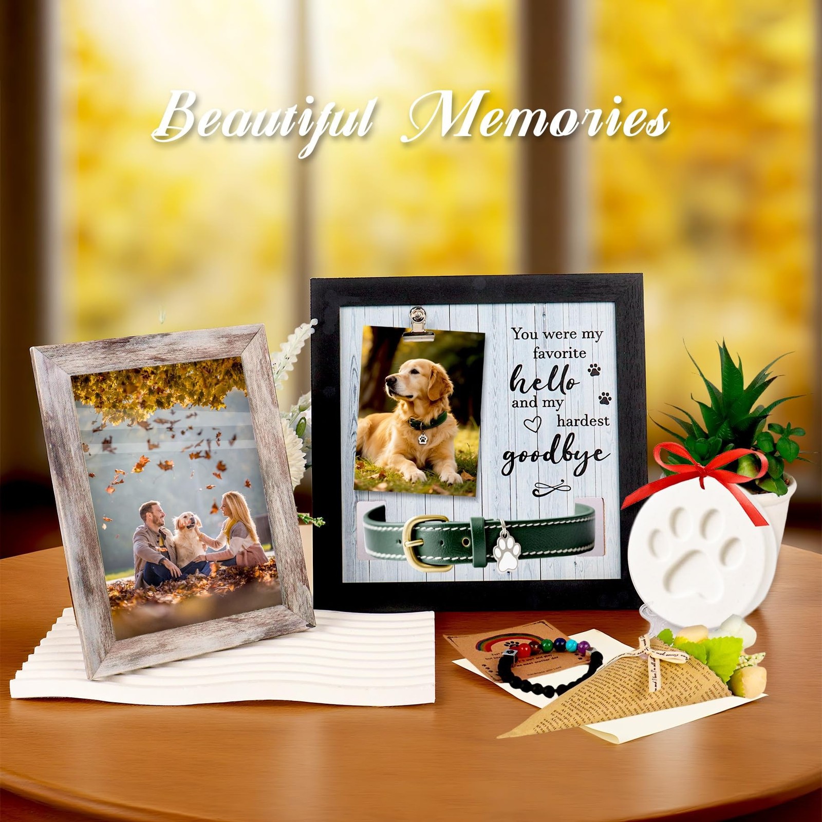 Pet Memorial Frame with Collar Holder, Pet Memorial Gifts for Dogs with Pet P…