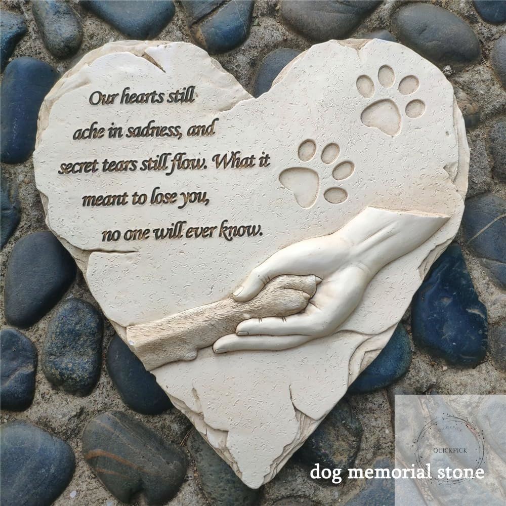 Heart Shaped Pet Dog Memorial Stones Grave Markers, Pet Dog Headstones Memorial