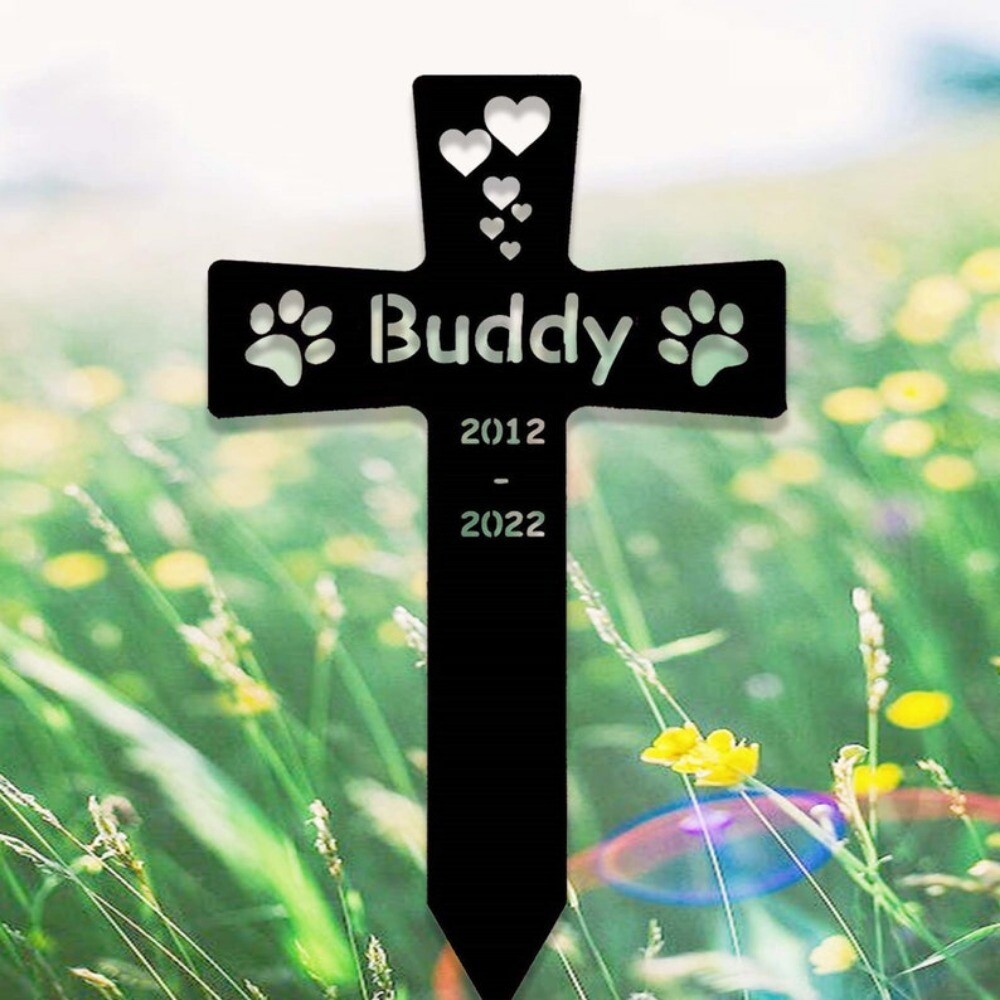 Custom Metal Pet Memorial Stake Dog Paw Prints Grave Marker Dog Cat Loss Gift