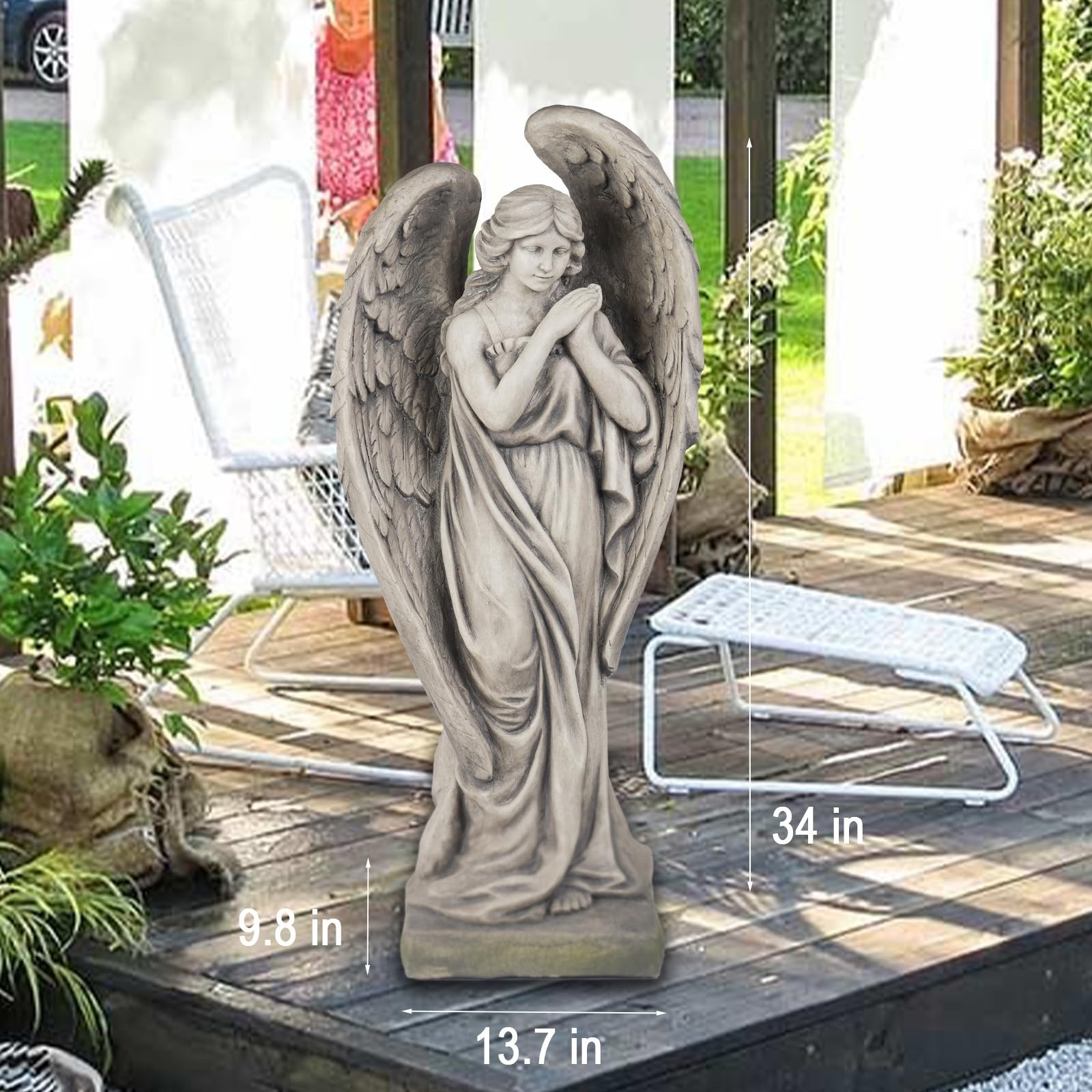 Outdoor Statues Angel Décor Garden Statue – 34 inch Large Garden Angels Out