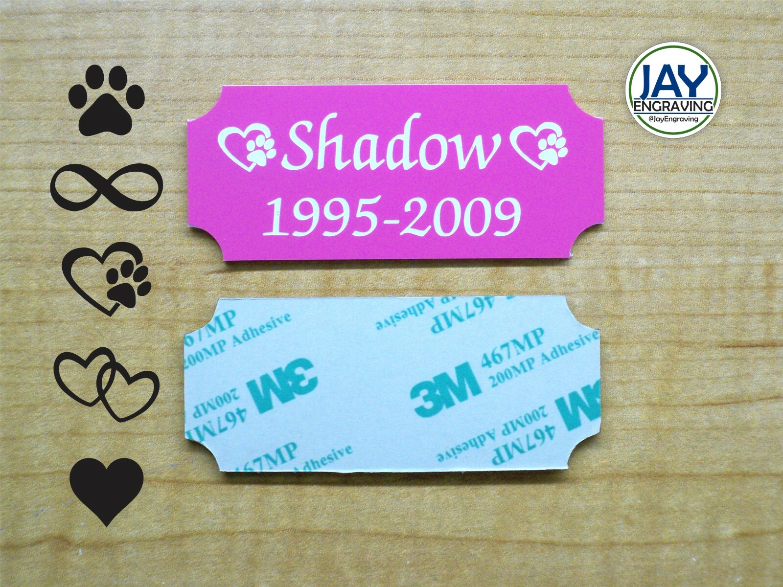 Custom Engraved 1.25×3 Pink Pet Memorial Urn Plaque | Sign Plate Tag Dog Cat