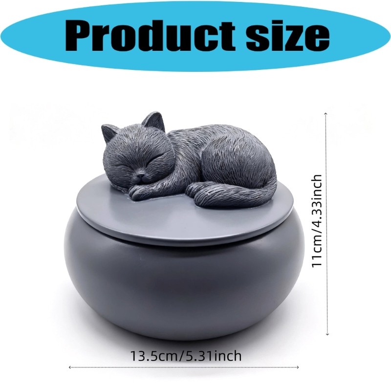 Resin Sleep Cats Urn For Ashes Pet Memorial Statue Outdoor Indoor Decorative