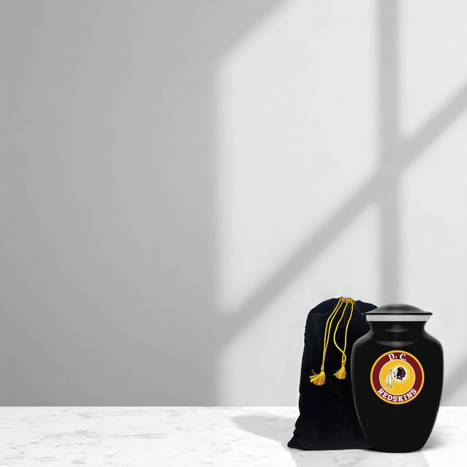 D.C. Redskins Football Style Cremation Urn Adult Ashes Black Metal 8 In Urns