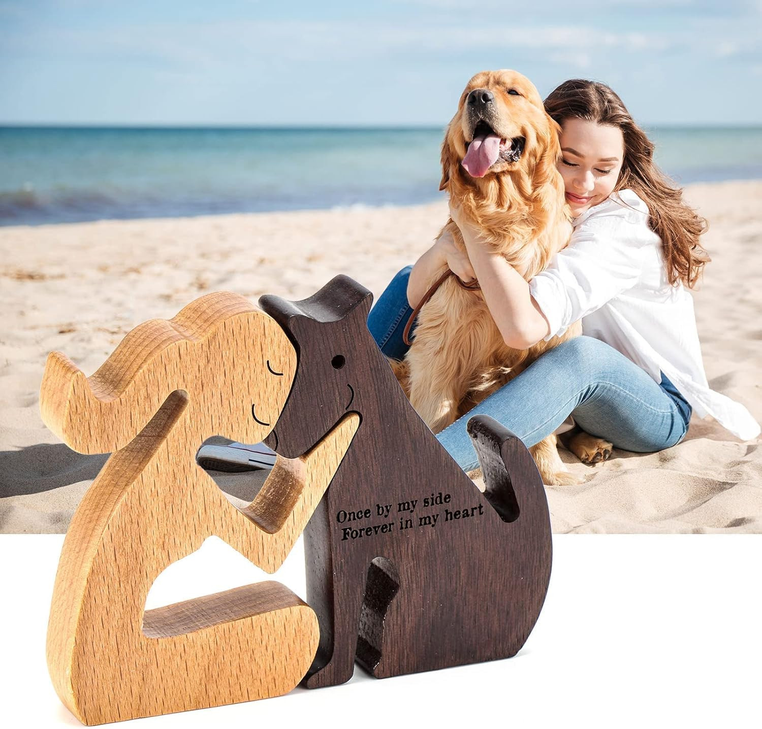 Dog Memorial Gifts for Women – Wooden Carving, Gifts for Loss of Dog – Once by M