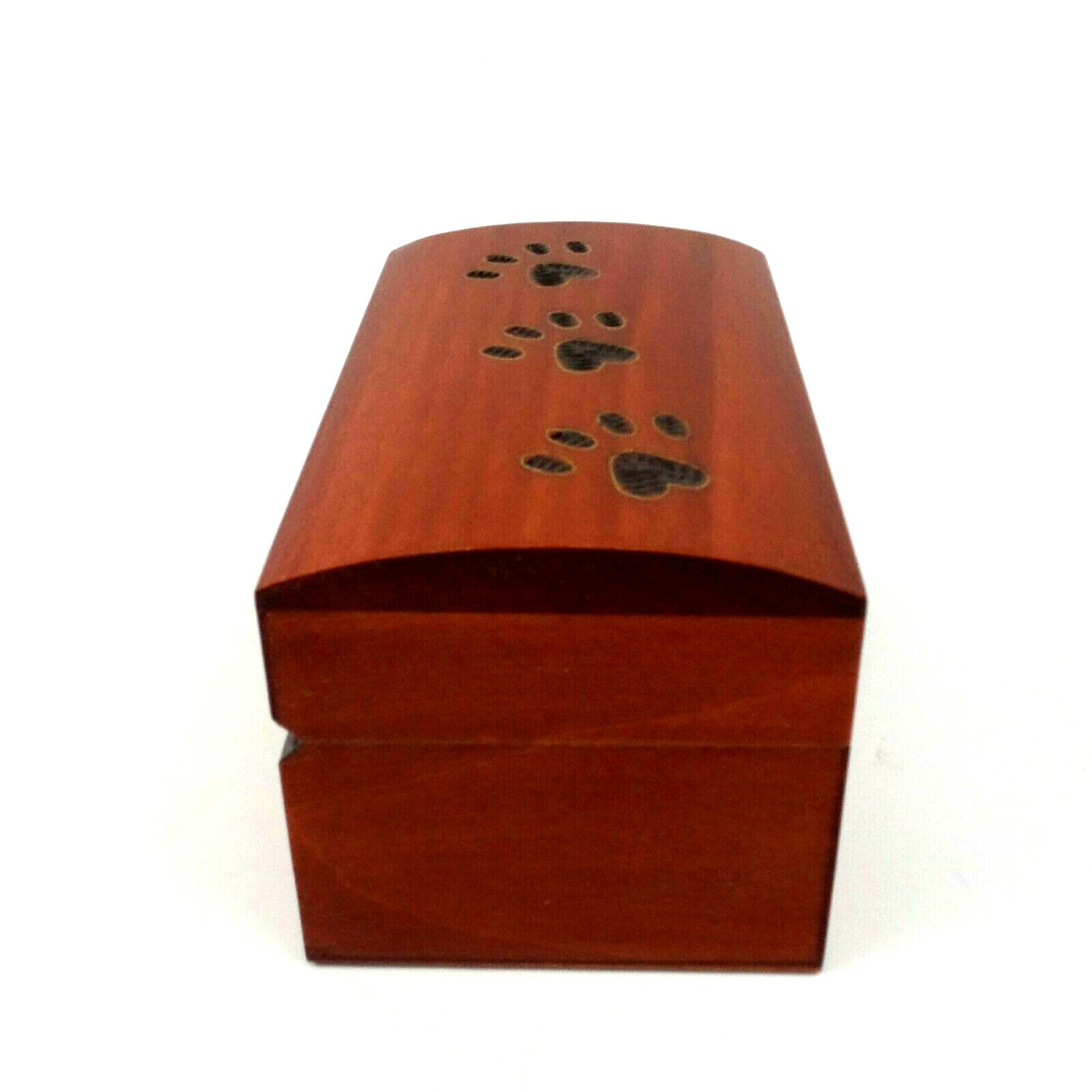 Small Pet Cremation Urn Inlay Paw Print Wood Box Cat Dog Ashes Memorial Chest