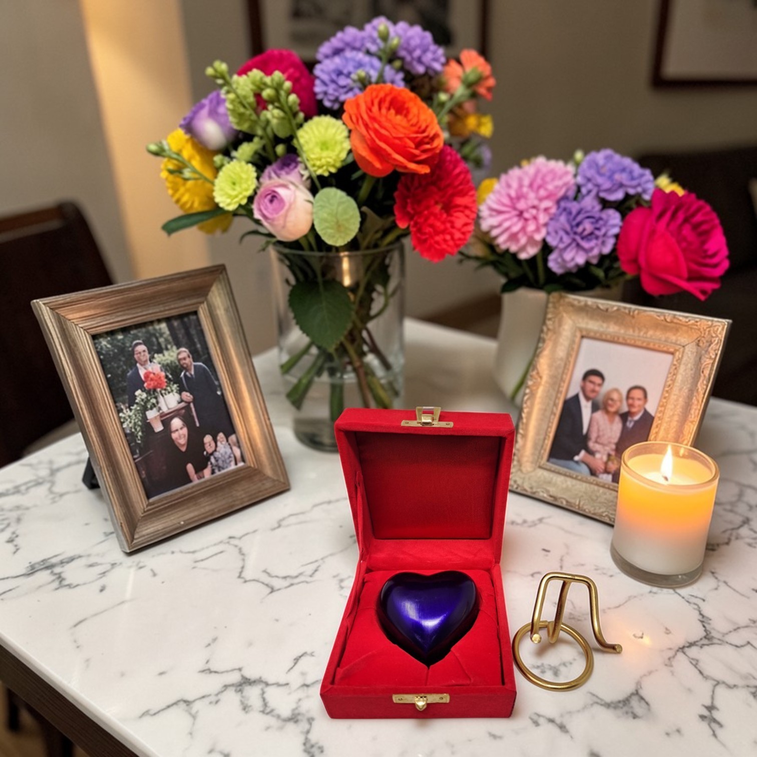 Personalized Heart Keepsake Memorial Urn for Human Pet Ashes with Velvet Box