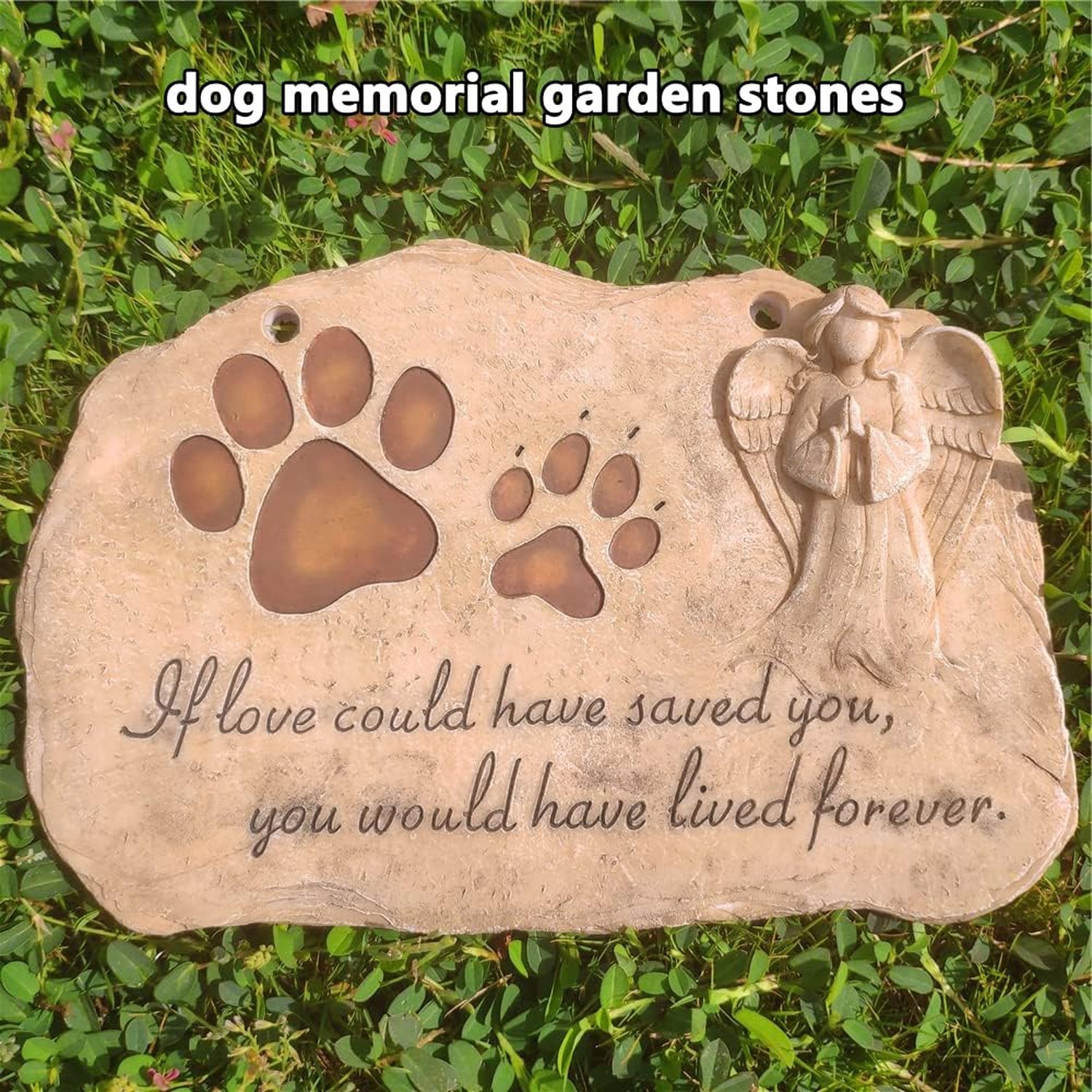 jinhuoba Pet Dog Memorial Stones Headstones Plaques with Angel, Sympathy Paw …