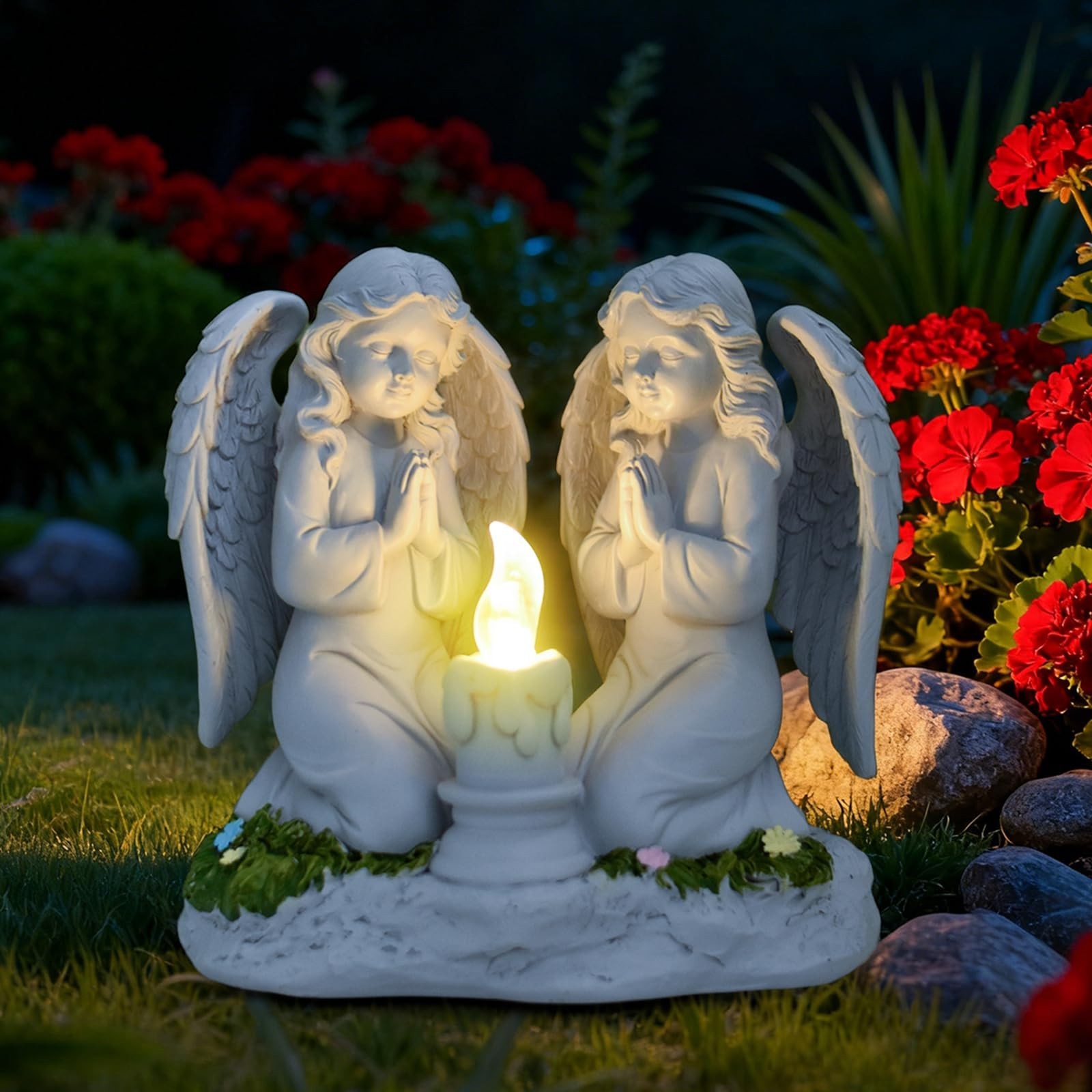Solar Garden Angel Statue Praying Guardian Angel Statue Light for Outdoor Yar…