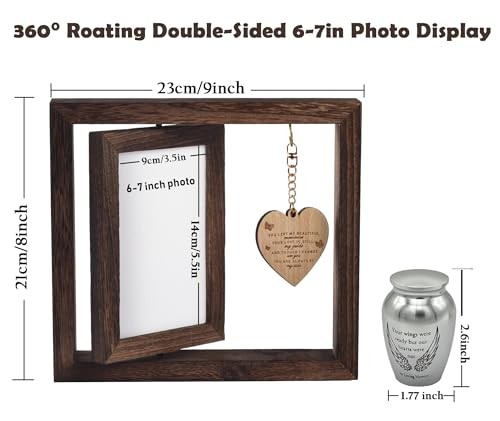Memorial Picture Frame Fits 4”x6” Silver Medium Urn + Wooden Photo Frame