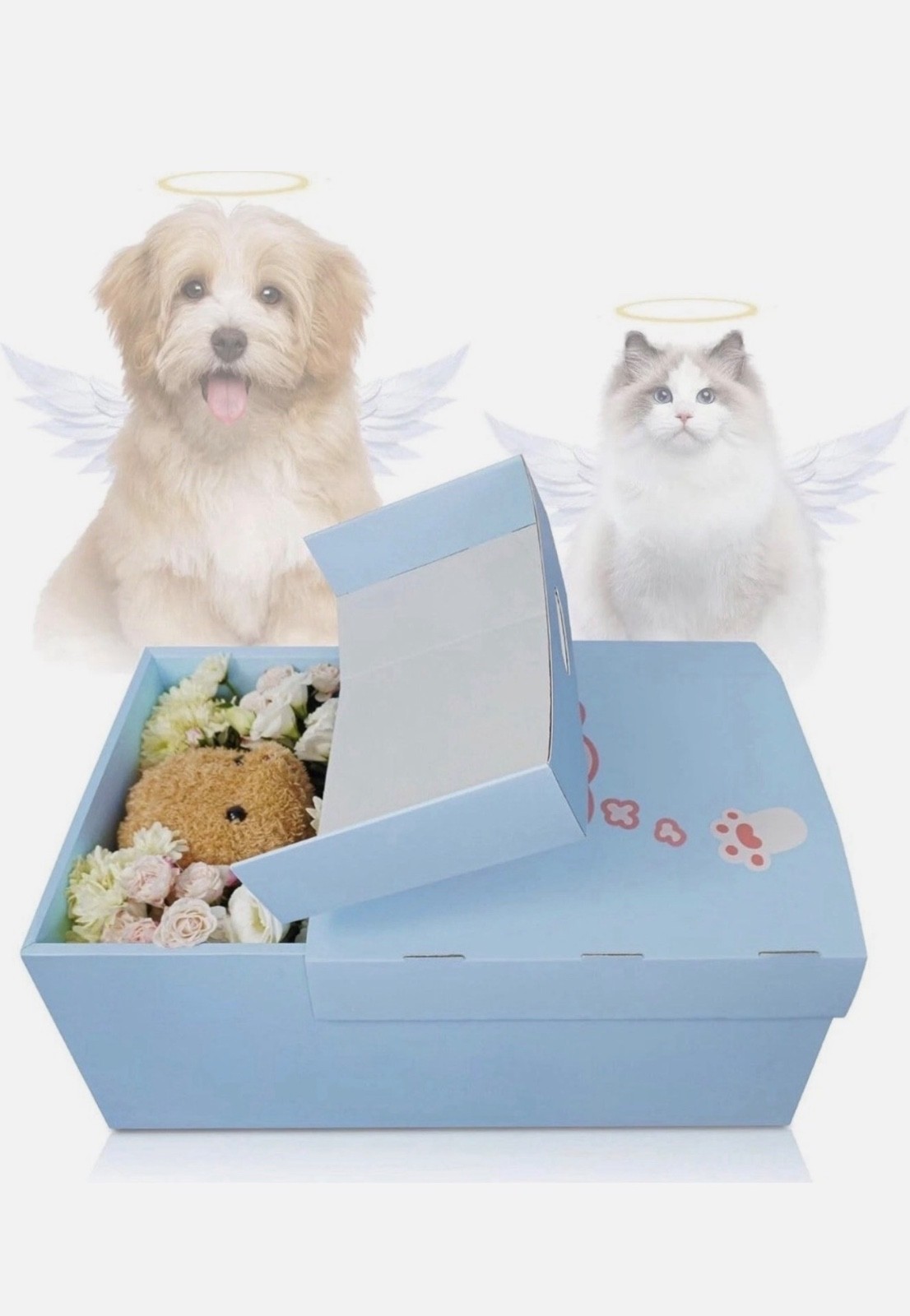 Pet Burial Box Coffin Dog Cat Memorial Keepsake Box w/ Message Area 21.6” NEW