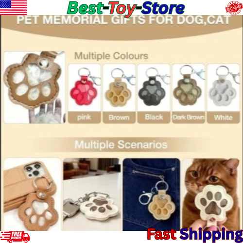5PCs Pet hair keychain, Leather Paw Keychain with Hair Storage for Dog & Cat