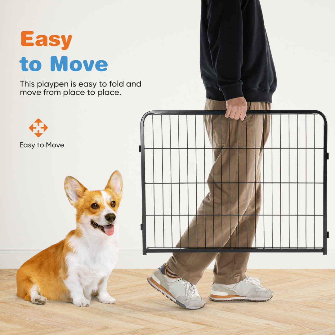 Dog Playpen Indoor Fence Height Metal Exercise Pen With Door Small Puppy-Medium-