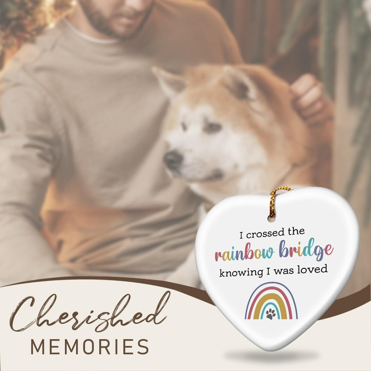 Rainbow Bridge Pet Memorial Ornaments, Cat/Dog Memorial Gifts for Loss of Dog –