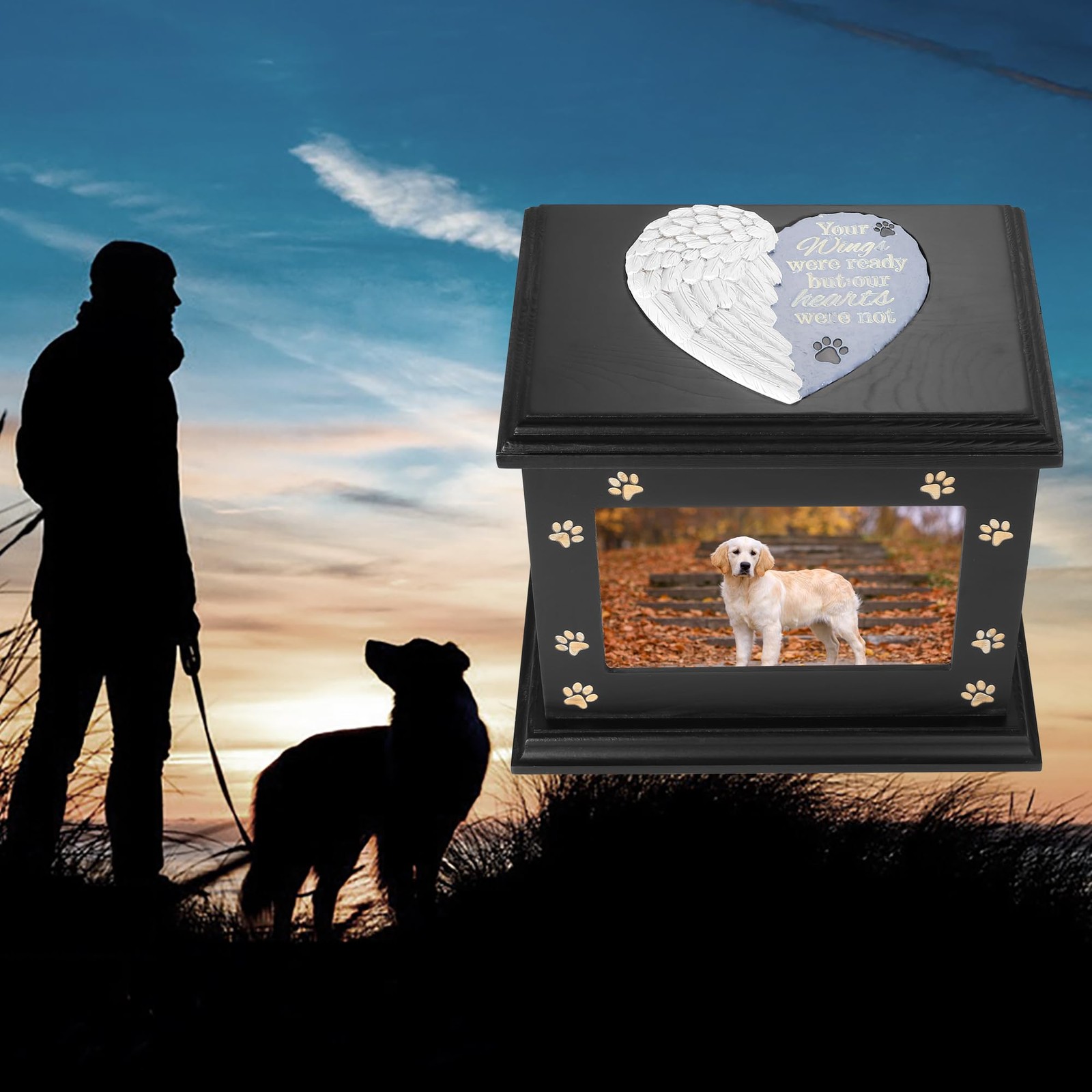 ADMLC Pet Memorial Urns for Dogs or Cats Ashes, XLarge Wooden Funeral Cremation