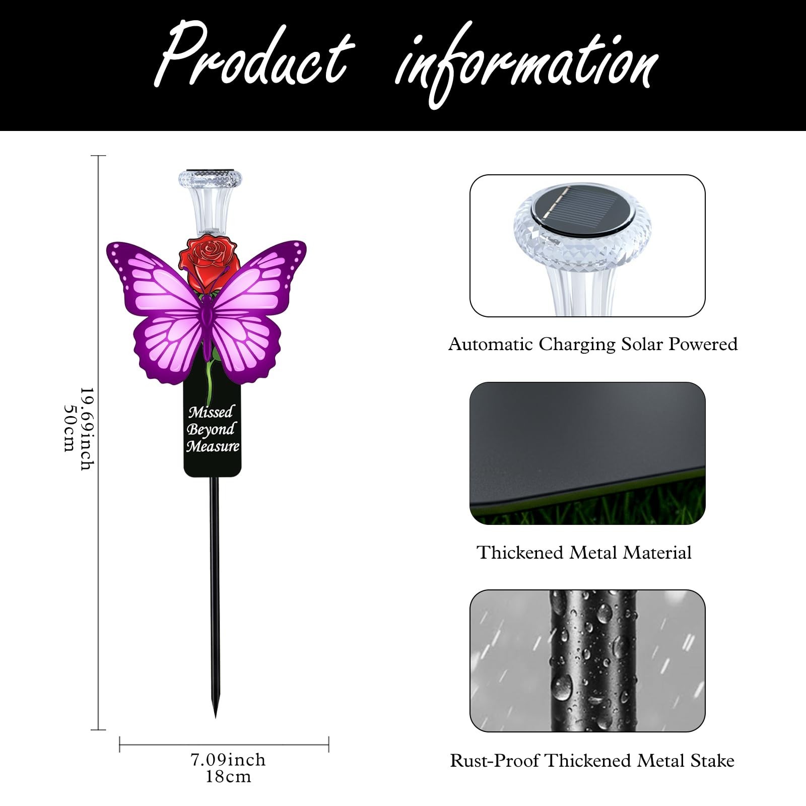 Solar Purple Butterfly Memorial Stake – Missed Beyond Measure Engraved Metal …