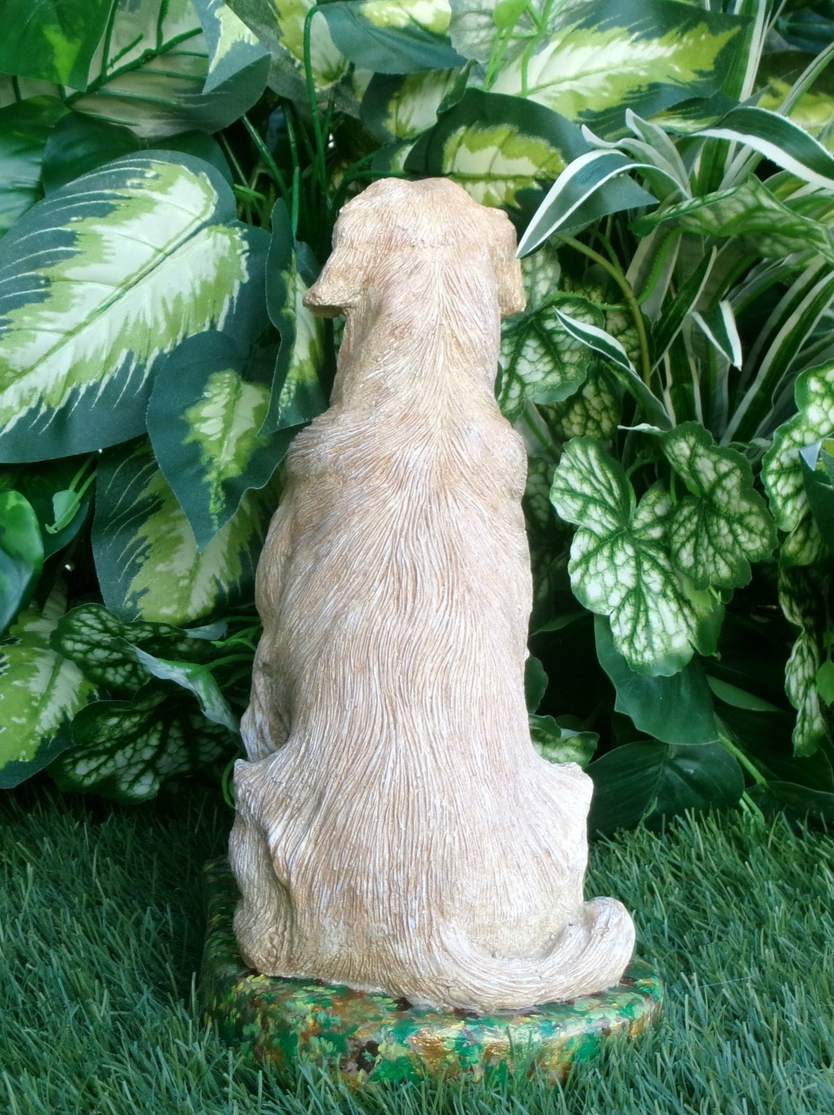 Golden Retriever Concrete Dog Statue Custom Painted Pet Loss Memorial Stone Dog