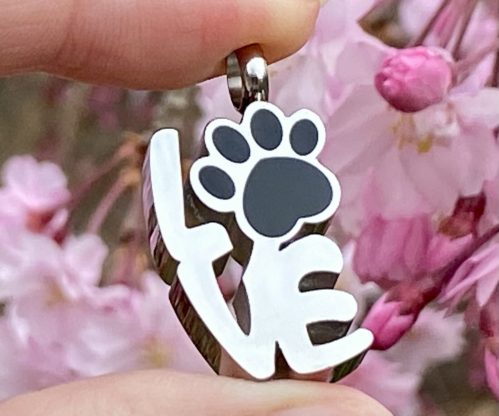 Pet Cremation Necklace Urn LOVE Paw Print Holds Ash Dog Cat Ash Ladies Men Gift