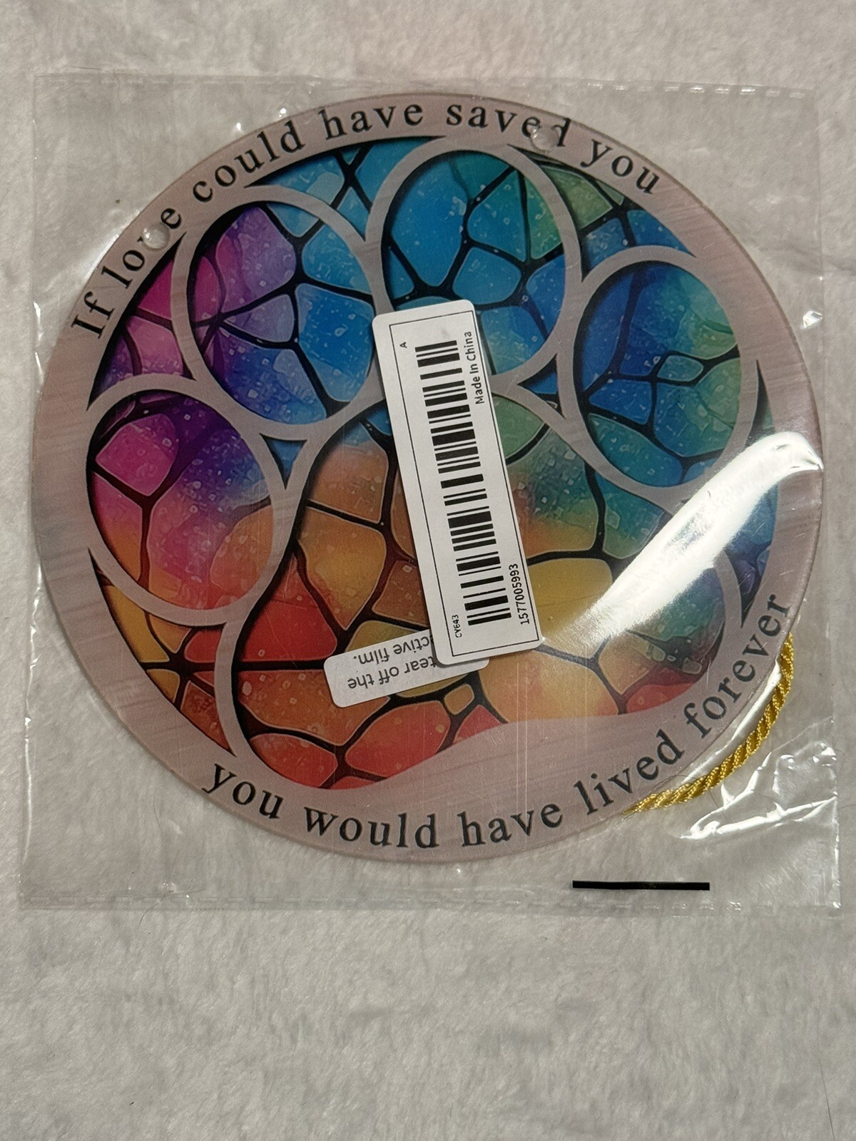 Pet Memorial Wall Hanging Decor Pet Cat Dog Sun Catcher Multicolored Paw Print