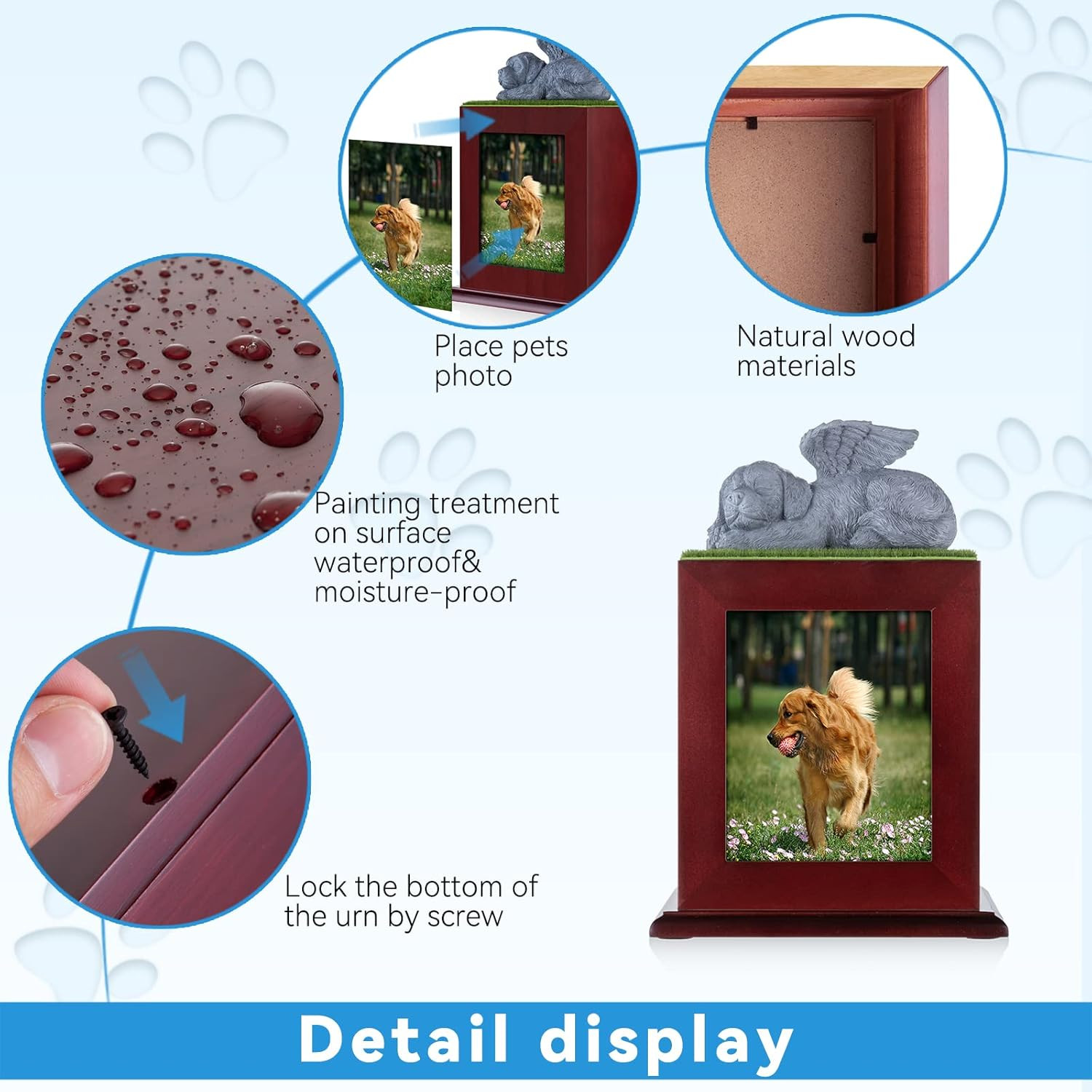NEWDREAM Pet Cremation Urns Pet Urns for Large Dogs Ashes Dog Ashes Urn, Box for