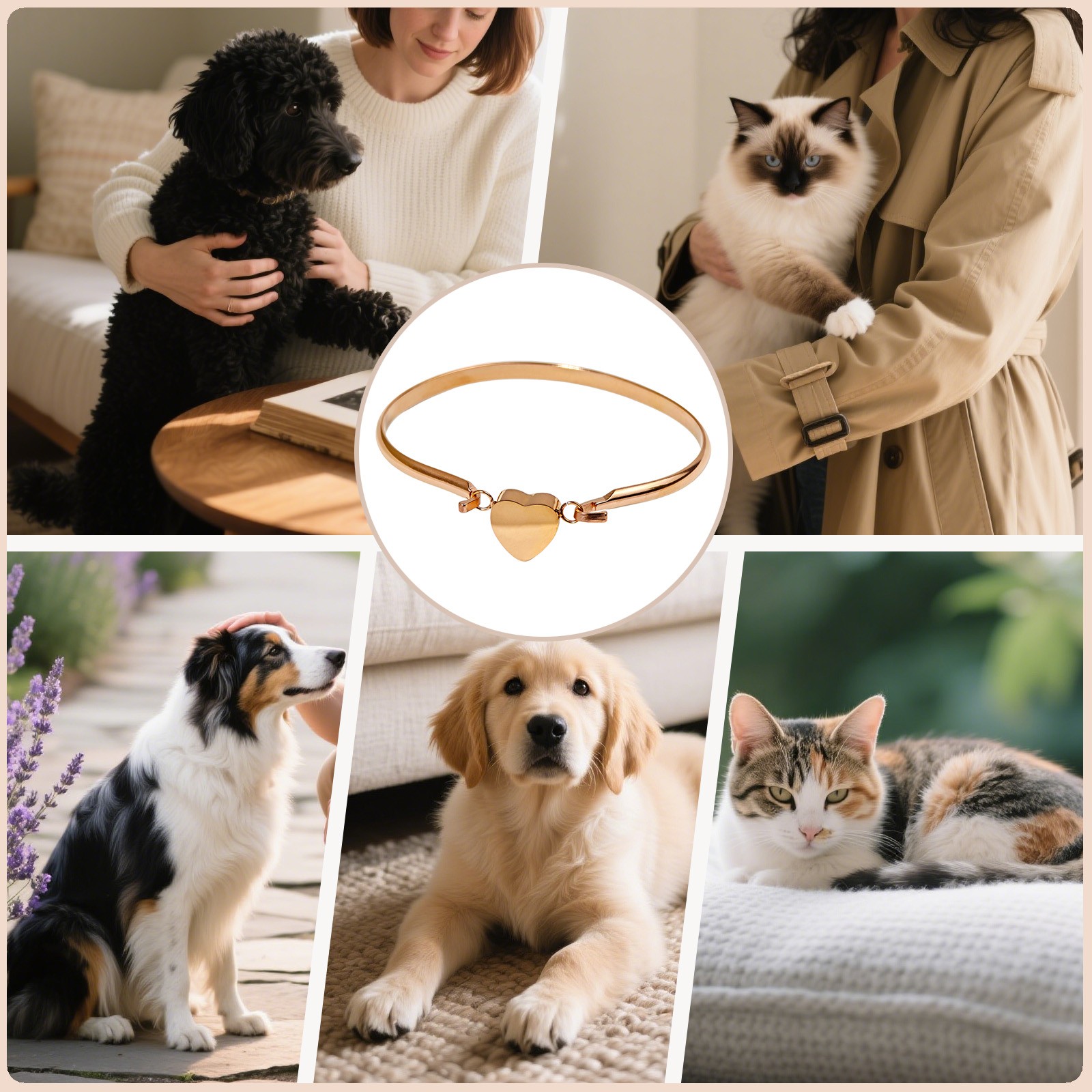 Rose Gold Heart Urn Bracelet For Cats&Dogs Ashes Stainless Steel Waterproof