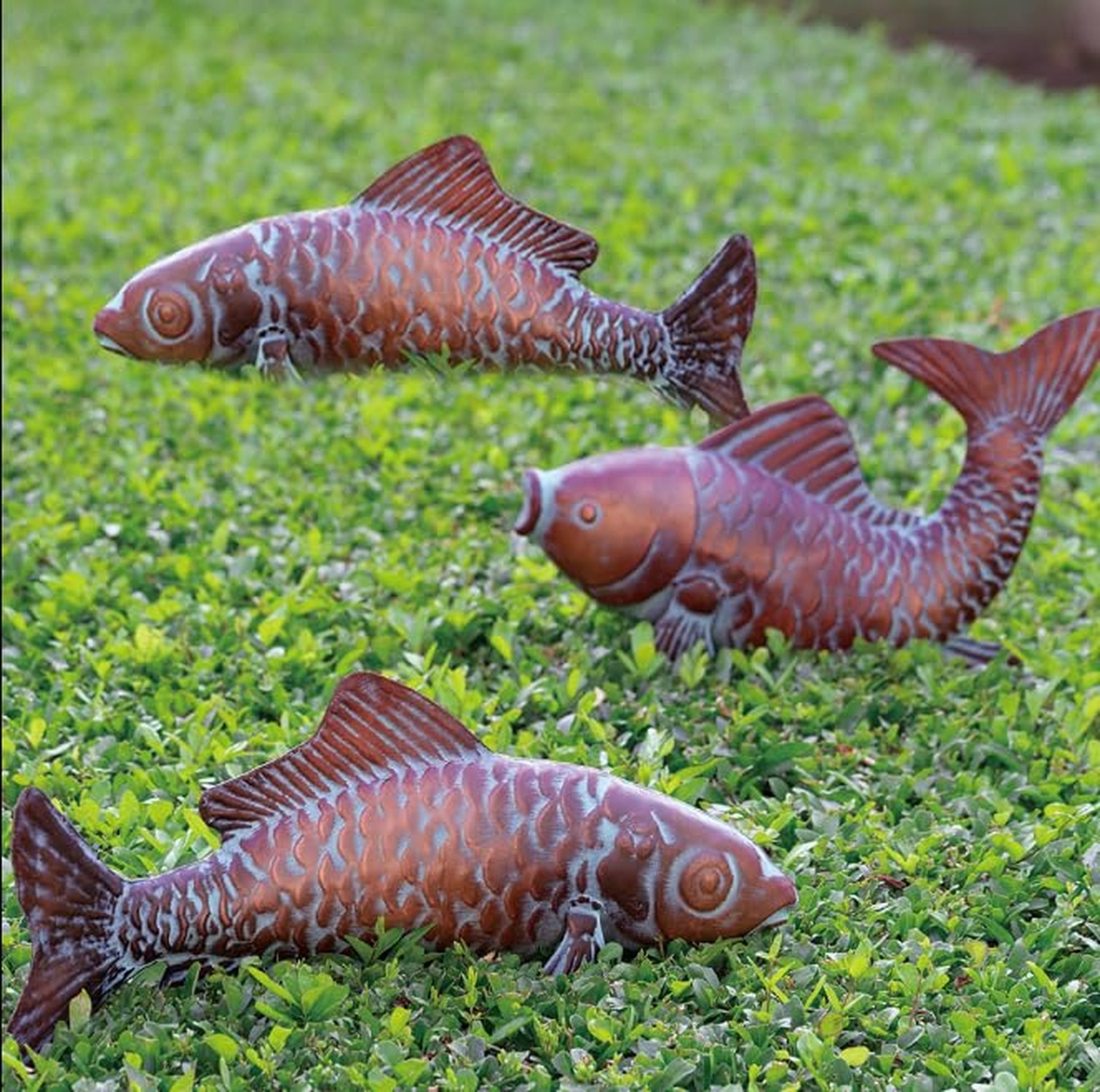 Outdoor Garden Statues Koi Fish Decor for Outside,Large Antique Copper Garden…