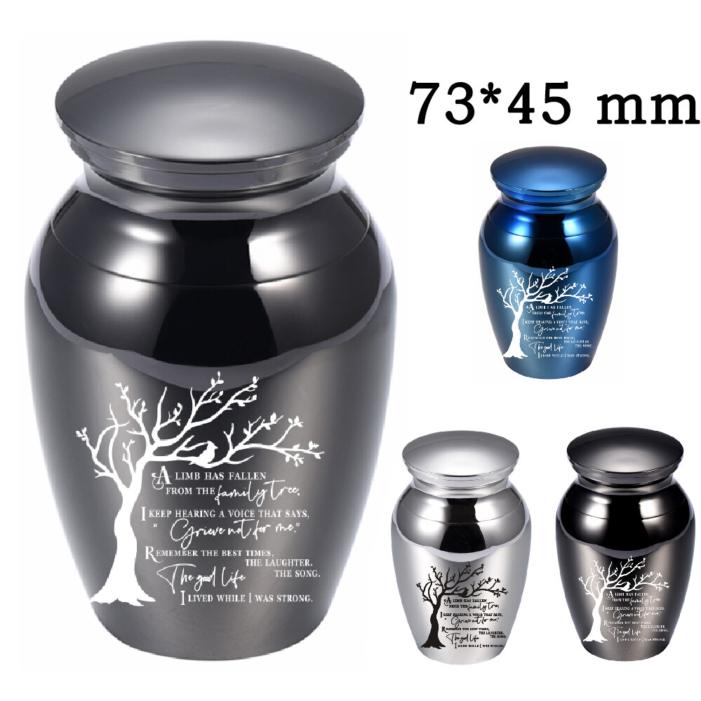 73*45mm Family Tree Print Mini Urn Cremation Ashes Keepsake Memorial Small Urn
