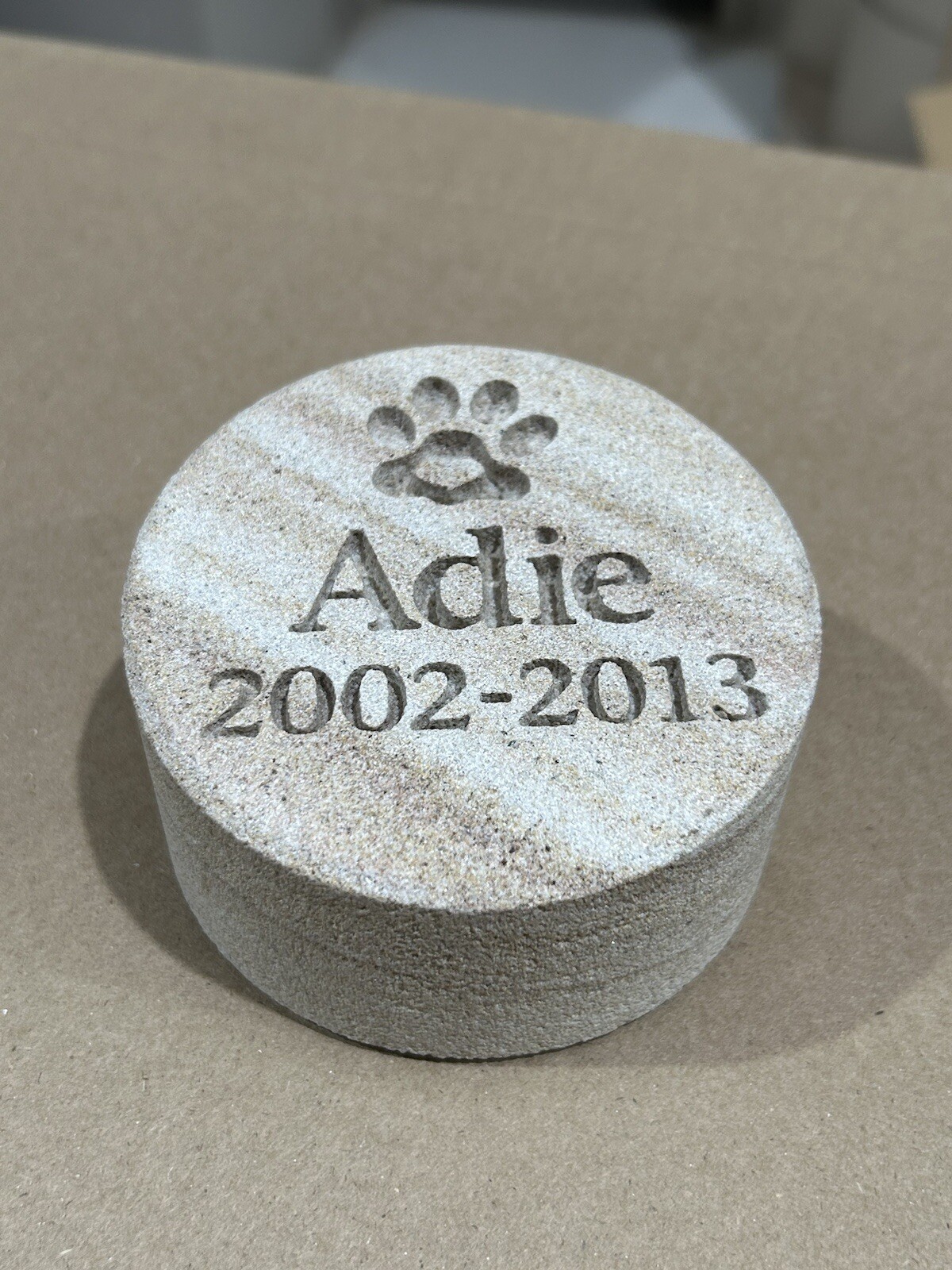 Memorial Keepsake for Pets Personalised Sand stone