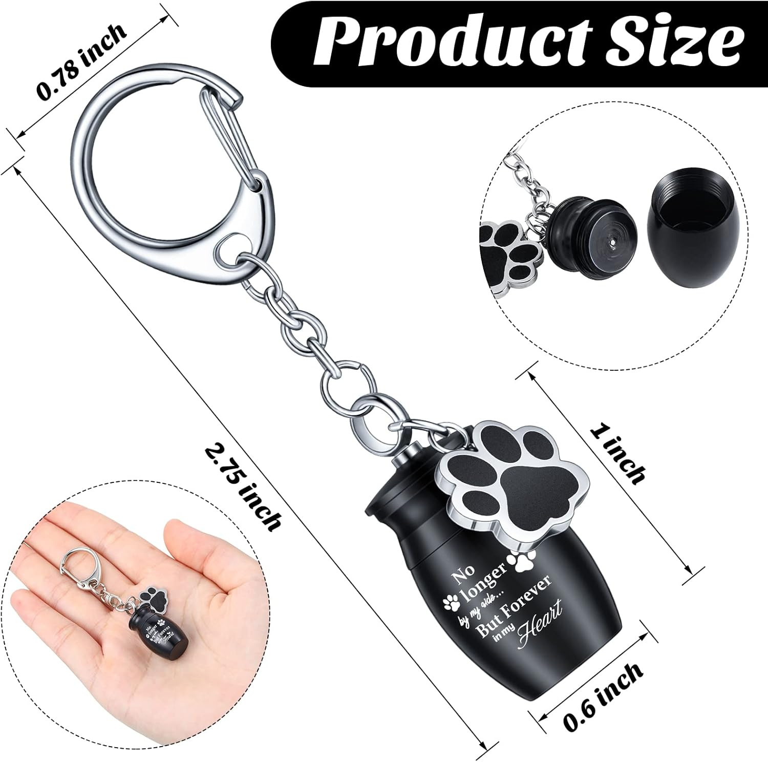 Tudomro 2 Pcs Pet Dog Urns Keychain for Ashes with 2 Storage Bags Small Cat Crem
