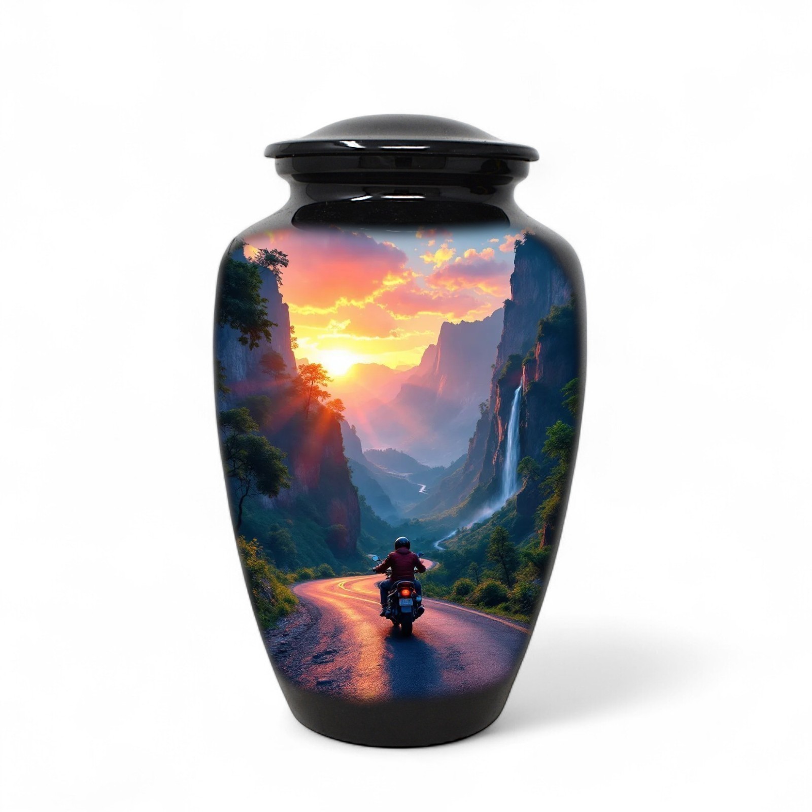 Cremation Urn for Adult Human Ashes 10.5in Biker Motorcycle Memorial Urn