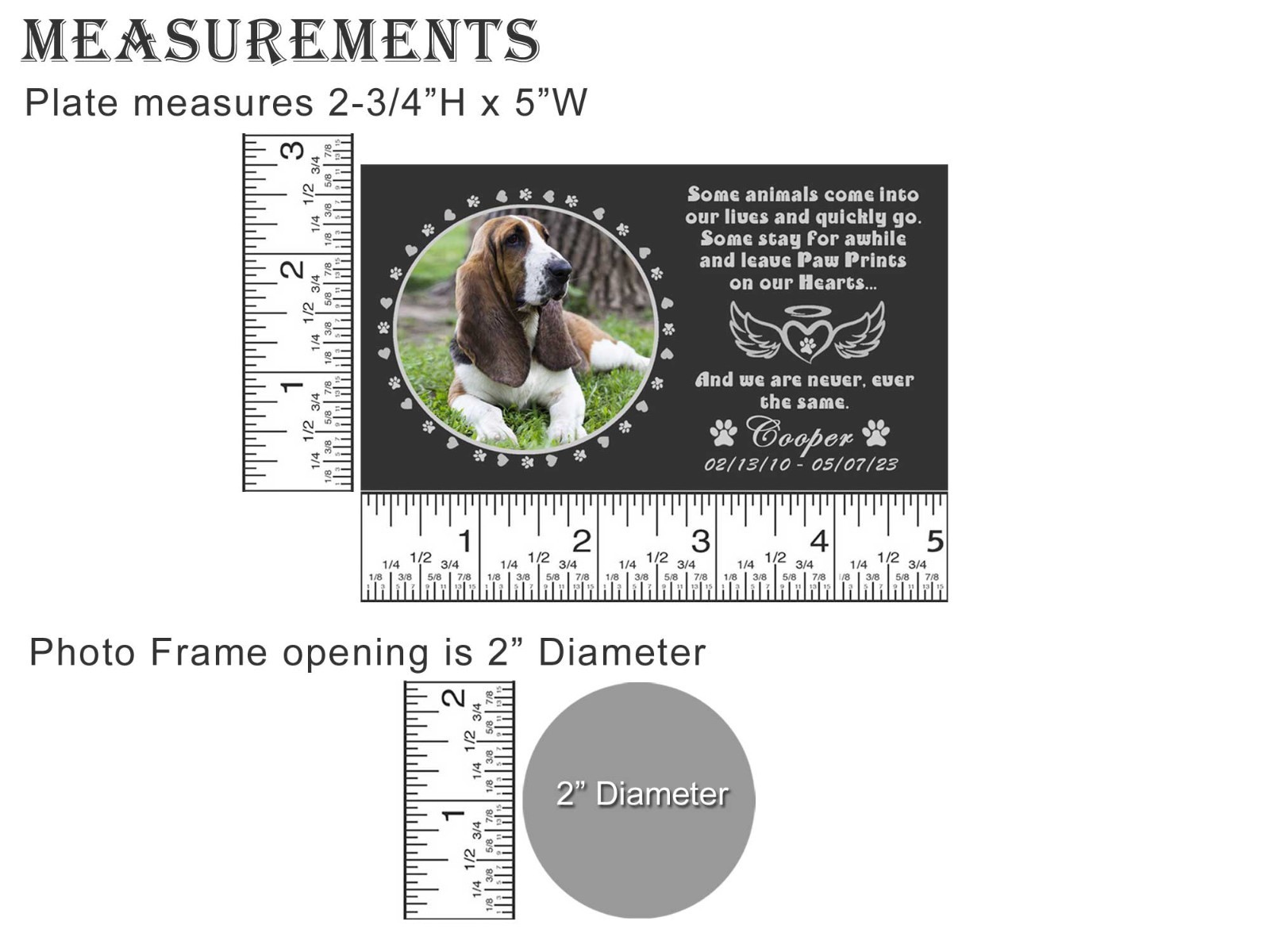 Custom Engraved Photo Frame Name Plate, Pet Loss Memorial Plaque, Dog, Cat, Any