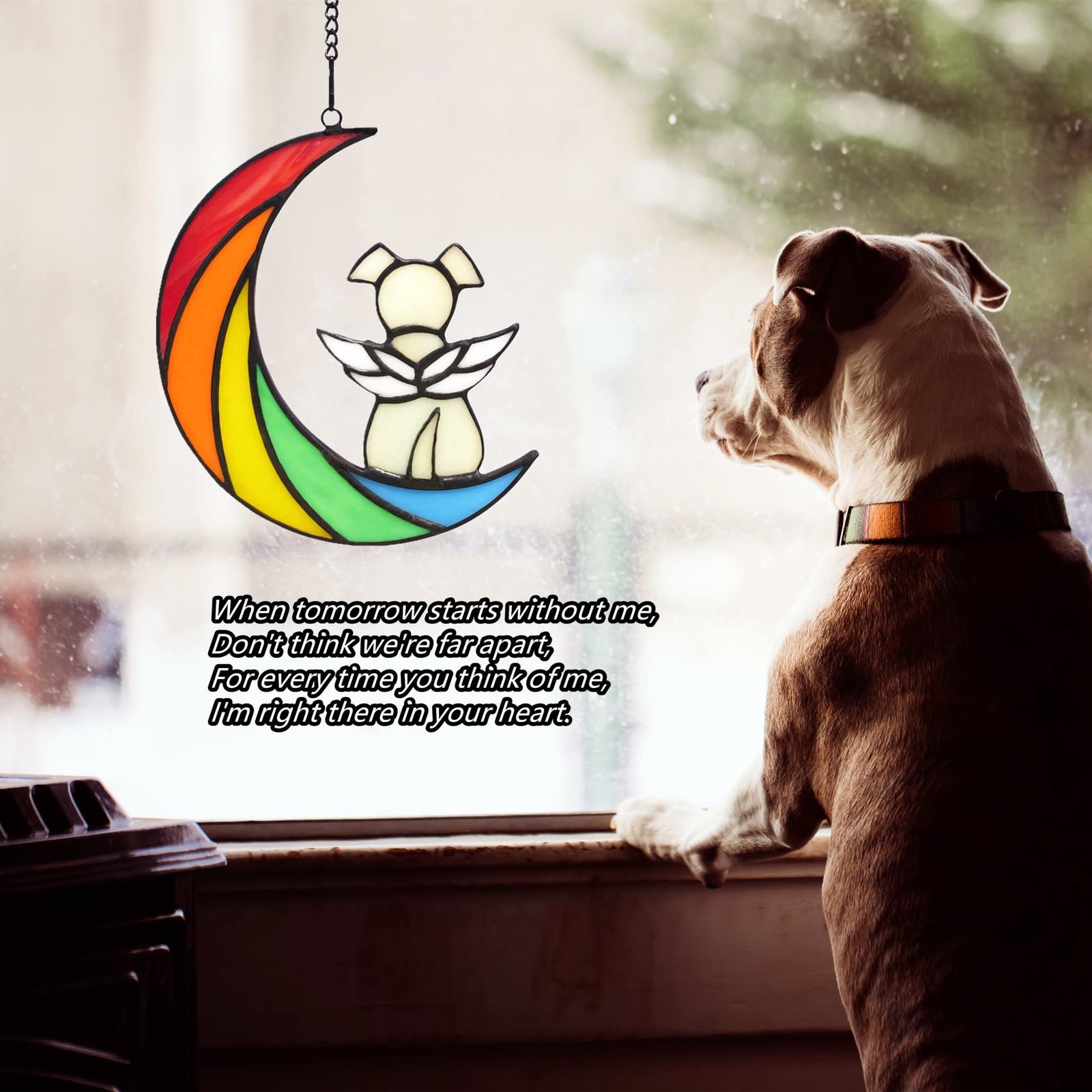 Stained Glass Rainbow Bridge Dog Memorial Gifts for Loss of Dog Sympathy Reme…