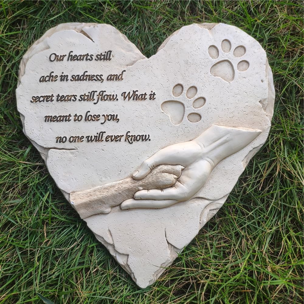 Heart Shaped Pet Dog Memorial Stones Grave Markers, Pet Dog Loss Stones Heads…