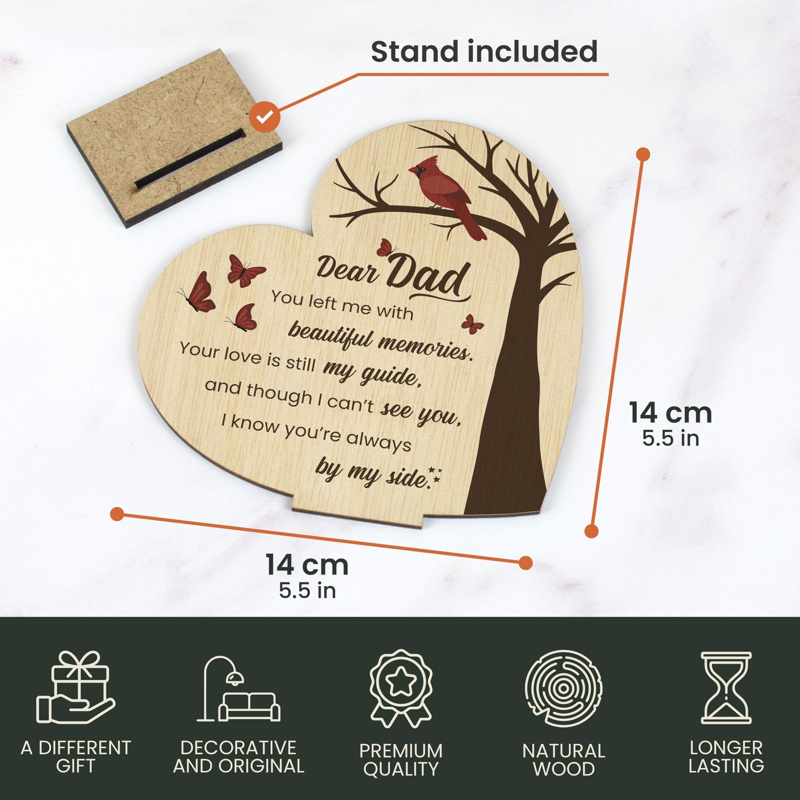 Memorial Plaque for Loss of Father Wooden Sympathy Sign in Loving Memory of D…