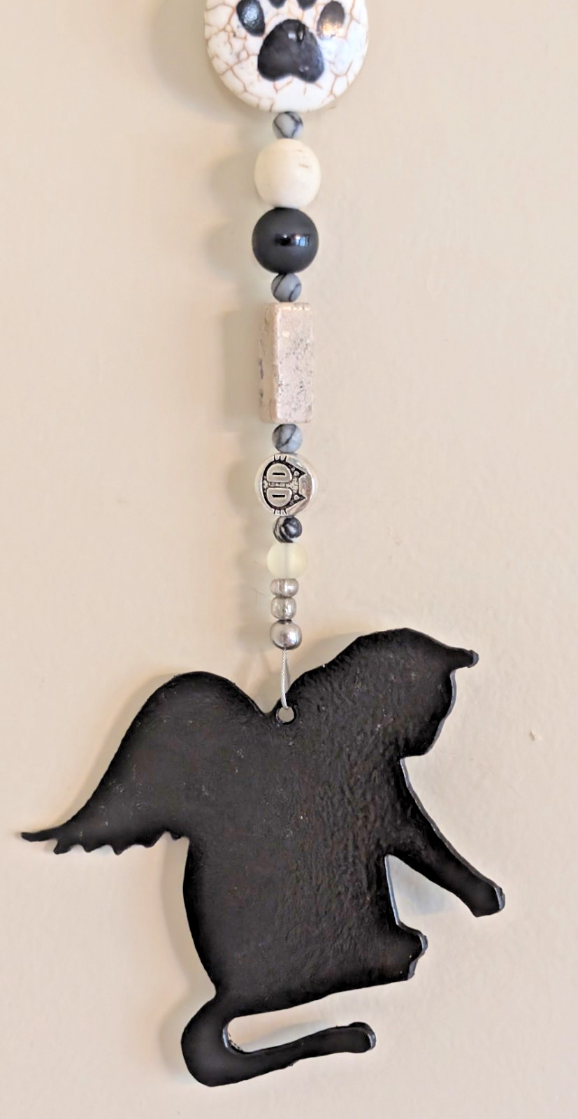 Handcrafted Metal Cat Memorial Bead Charm/Hanging New