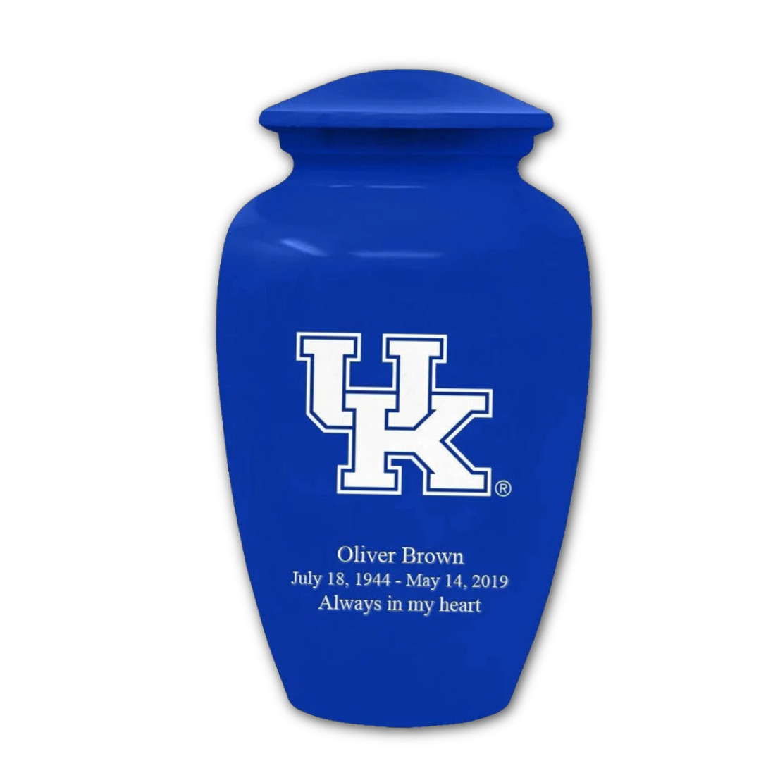 Personalized Kentucky Wildcats University Cremation Blue Urn for Human Ashes