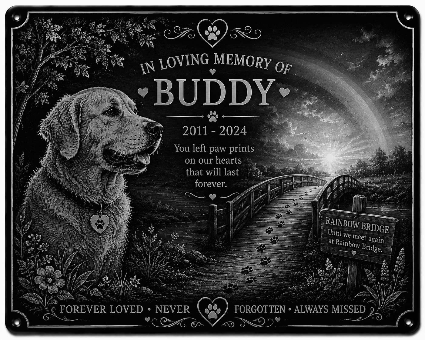 Personalised Pet Memorial Plaque Custom Photo Engraved Aluminium Dog Cat Horse