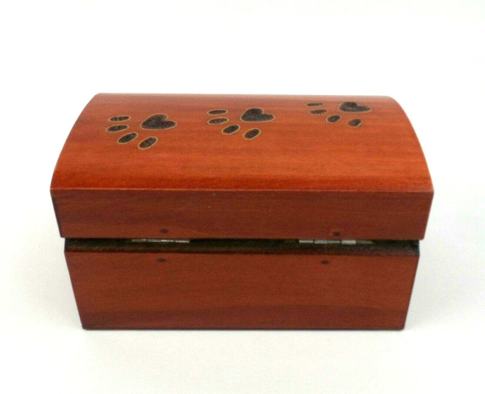 Small Pet Cremation Urn Inlay Paw Print Wood Box Cat Dog Ashes Memorial Chest