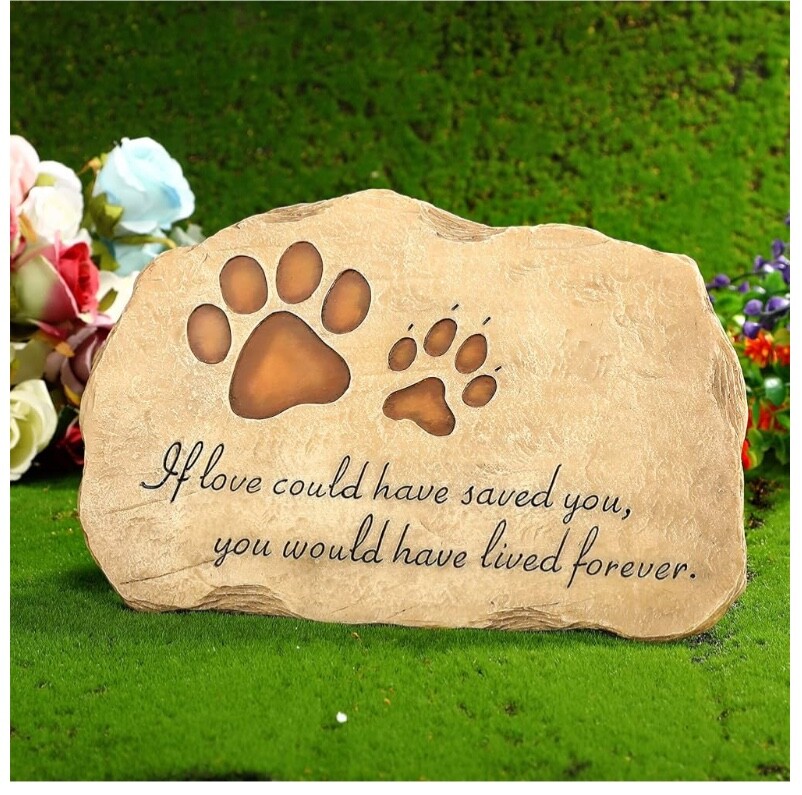 Pet Memorial Stone Pet Memory Stepping Stone Cat Dog Headstone Garden Memorial..