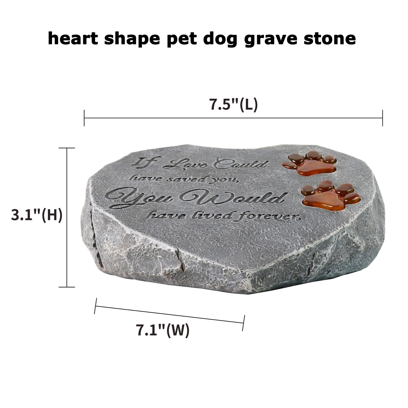 Solar Light Pet Memorial Stones Heart Shaped Dog Grave Markers Outdoor, Shinn…