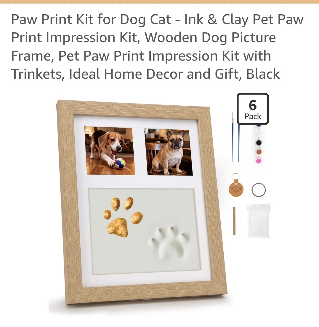Dog Paw Print Impression Kit Memorial Plaque/Marker Photo Frame