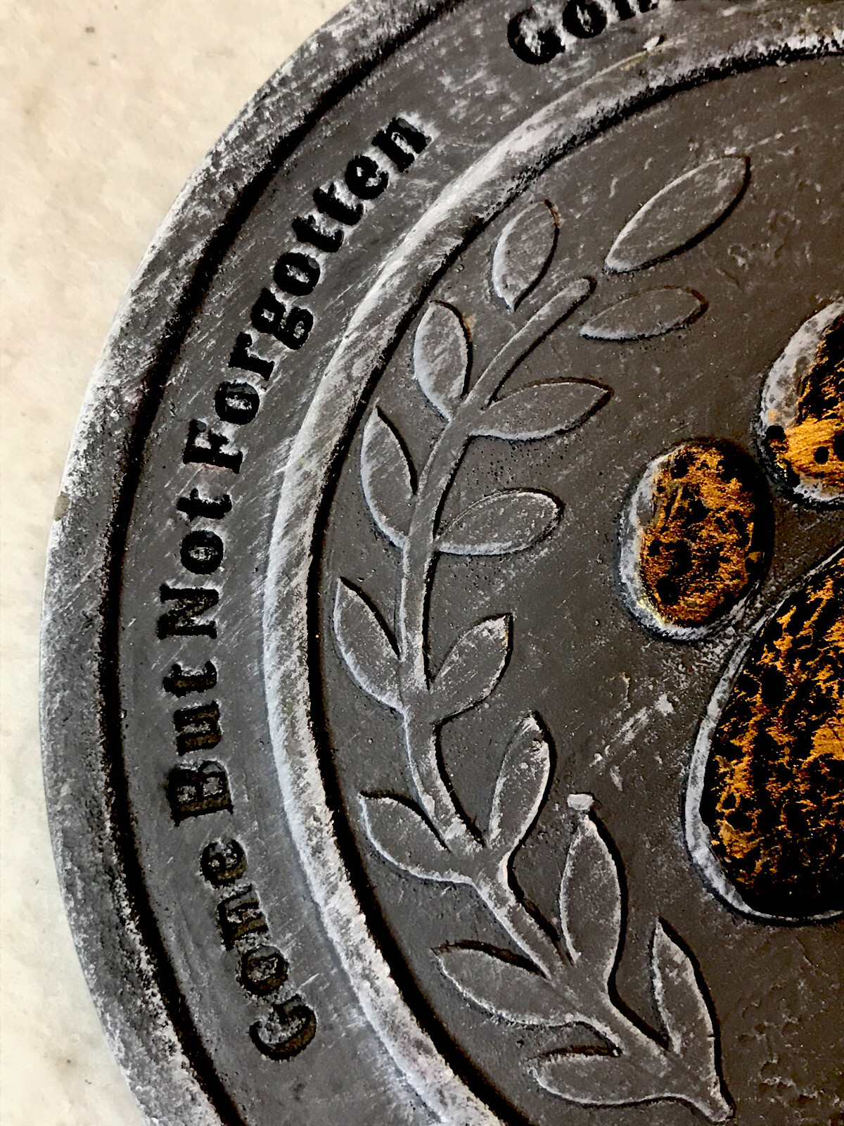 Gone Bit Not Forgotteb Dog Paw Memorial Stone 6.5” Round Stone