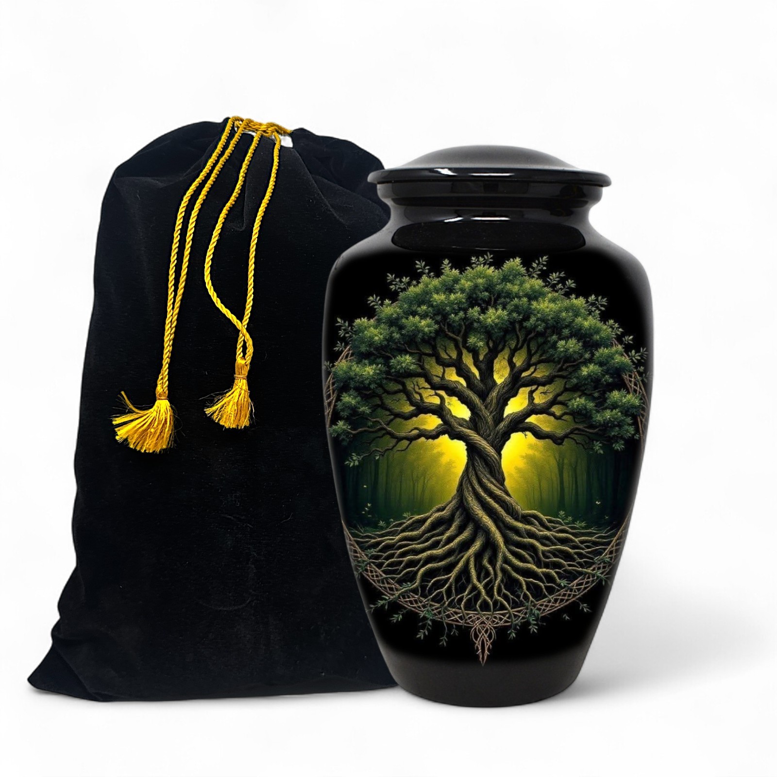 Large Adult Urn for Human Ashes Tree of Life Celtic Cremation Urn with Bag