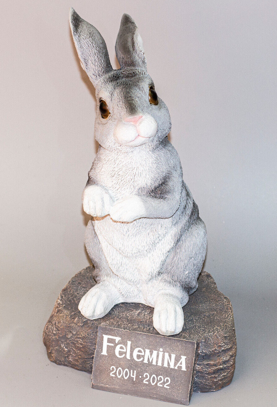 Bunny Cremation Urn Pet Memorial Tombstone Rabbit Sculpture Grave Marker Tribute