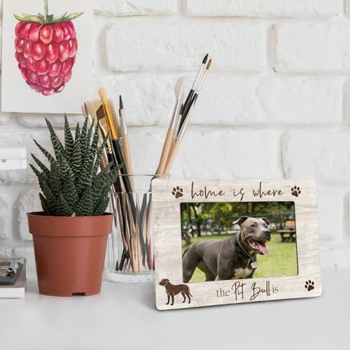 Picture Frame – Gifts for Women Wooden Photo Frame 4×6, Pitbull Dog Pit Bull
